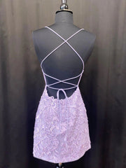 Princess Dress, Lavender Lace Short Homecoming Dresses,Backless Hoco Dress
