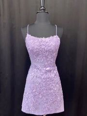 Blue Dress, Lavender Lace Short Homecoming Dresses,Backless Hoco Dress