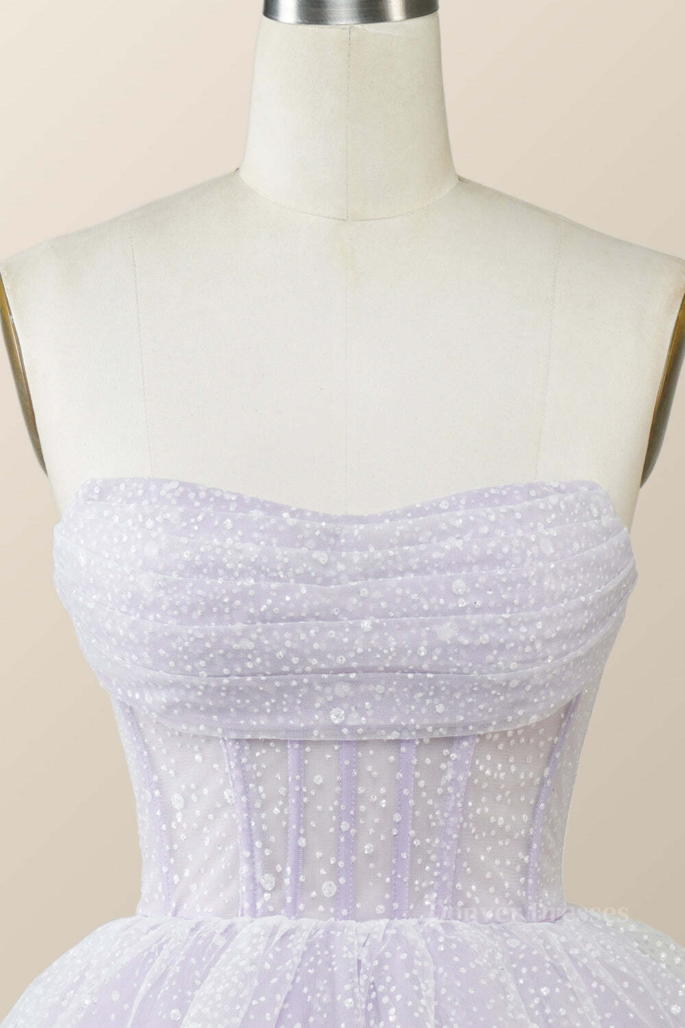 Party Dress Fashion, Lavender Strapless Cowl Neck Short A-line Princess Dress