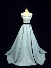 Formal Dress Fall, Light Blue A line Long Prom  Dress, Blue  Formal Evening Dresses