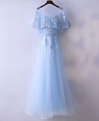 Prom Dress Places, Light Blue Tulle Lace Long Prom Dress, Blue Lace Graduation Dress