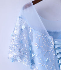 Prom Dress Trends 2027, Light Blue Tulle Lace Long Prom Dress, Blue Lace Graduation Dress