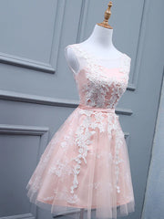 Shirt Dress, Light Pink Short Lace Prom Dresses, Light Pink Short Lace Graduation Homecoming Dresses