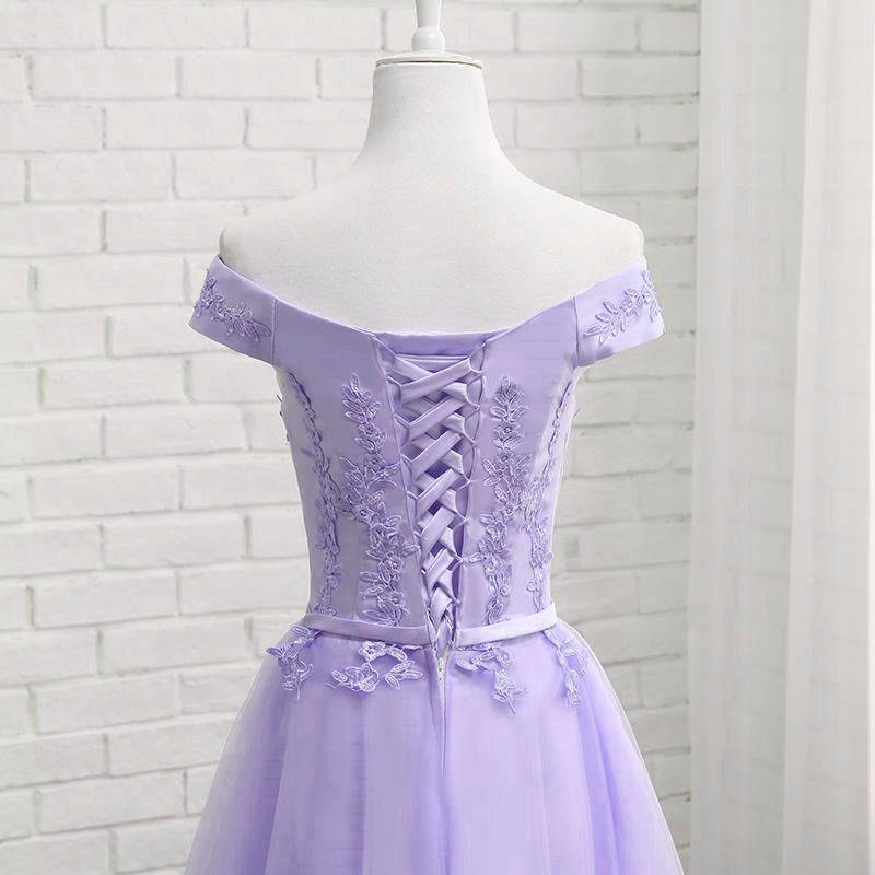 Bridesmaid Dress Wedding, Light Purple Short Bridesmaid Dress , Tulle with Lace New Formal Dresses