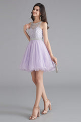 Prom Shoes, A-Line Tulle Sleeveless Beading Homecoming Dresses
