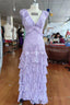 Lilac prom dress Long Evening Gown Lace Party Dress