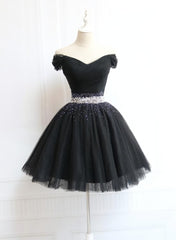 Bridesmaids Dresses Color Palettes, Little Black Homecoming Dress  Tulle Cute Short Formal Dress