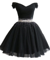 Bridesmaid Dress Color Palettes, Little Black Homecoming Dress  Tulle Cute Short Formal Dress
