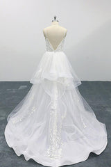 Wedding Dress Inspiration, Long A-line Sweetheart Appliques Spaghetti Strap Tulle Wedding Dress