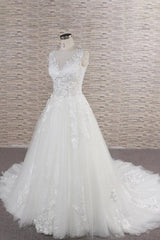 Wedding Dress Dresses, Long A-line Sweetheart Applqiues Lace Tulle Wedding Dress