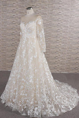 Wedding Dress Gowns, Long A-line Sweetheart Applqiues Tulle Wedding Dress with Sleeves