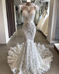 Wedding Dress Boho, Long Mermaid Sweetheart Beading Appliques Lace Wedding Dress
