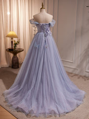 Party Dress Long Sleeve Mini, Long Purple Tulle Prom Dresses, Long Purple Tulle Formal Evening Dresses