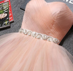 Prom Dresses Glitter, Lovely Cute Pink Sweetheart Homecoming Dress with Belt, Short Prom Dress