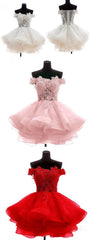 Bridesmaid Dress Shops, Lovely Off Shoulder Organza and Lace Sweetheart Prom Dress, Homecoming Dresses