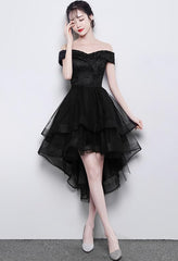 Bridesmaid Dresses Mismatched, Lovely Simple Black High Low New Homecoming Dress , Party Dresses
