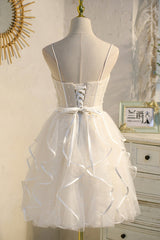 Homecoming Dress Classy, Lovely Spaghetti Strap Tulle Short Prom Dress, A-Line Homecoming Dress