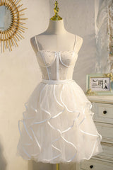 Homecoming Dress Styles, Lovely Spaghetti Strap Tulle Short Prom Dress, A-Line Homecoming Dress