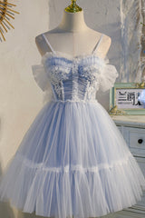 Homecoming Dress Black Girl, Lovely Tulle Spaghetti Strap Short Prom Dresses, A-Line Lace Homecoming Dresses