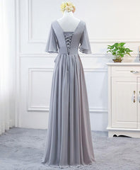 Homecoming Dresses Baby Blue, Simple V Neck Chiffon Long Prom Dress, Bridesmaid Dress