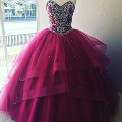Bridesmaid Dress Blushing Pink, Luxurious Crystal Beaded Bodice Corset Organza Layered Quinceanera Dresses