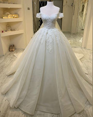 Bridesmaid Dress Shops, luxurious Off the ShoulderAppliques A line Ball Gowns Princess Bridal Gowns