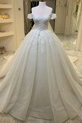 Bridesmaid Dresses 2039, luxurious Off the ShoulderAppliques A line Ball Gowns Princess Bridal Gowns