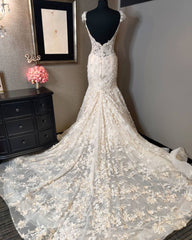 Wedding Dresses Style, Luxury Mermaid Sweetheart Lace Backless Wedding Dress