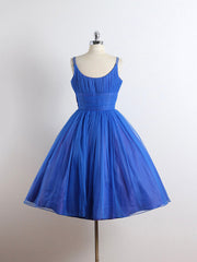 Prom Dress For Kids, Royal Blue Spaghetti straps Tulle A-line Short Prom Dress