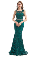 29 Th Grade Dance Dress, Mermaid Pattern Sleeveless Lace Prom Dresses with Belt