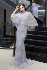 Evening Dress With Sleeves, Mermaid V Neck Sleeveless Floor Length Prom Dresses With Crystal Beading