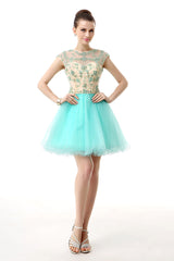Prom Dresses Gown, Mint Green Beaded Short Homecoming Dresses