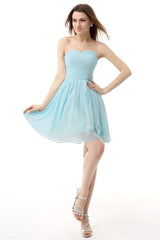 Prom Dresses With Long Sleeves, Mint Green Pleated Lace Short Homecoming Dresses