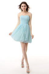 Prom Dress Casual, Mint Green Pleated Lace Short Homecoming Dresses