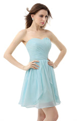 Prom Dress With Long Sleeves, Mint Green Pleated Lace Short Homecoming Dresses