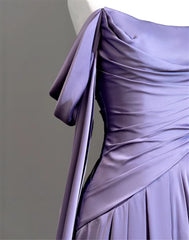 Homecoming Dress Styles, Modest Purple Satin Long Prom Dress,Purple Evening Dress