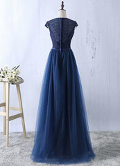Bridesmaid Dress Styles, Navy Blue Tulle Long Bridesmaid Dresses, Navy Blue Bridesmaid Dresses