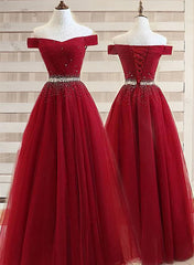 Bridesmaid Dresses Trends, Off Shoulder Long Formal Dress, Beaded Party Dresses