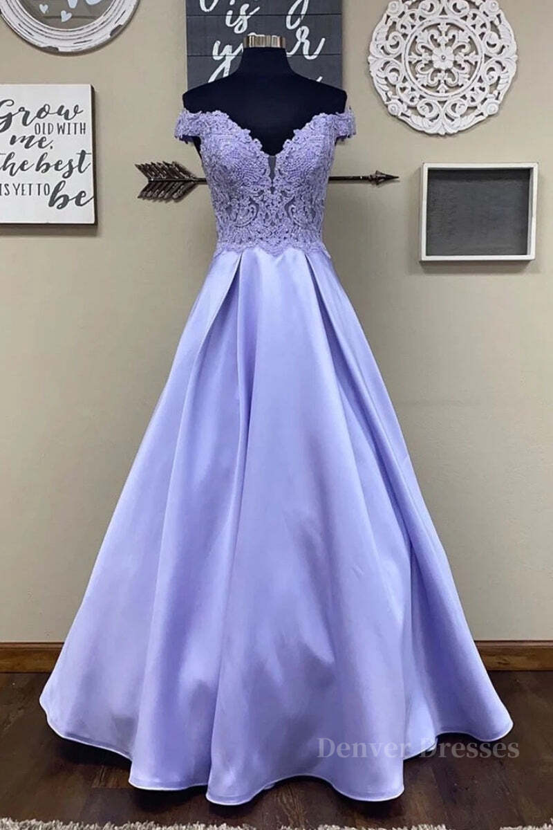 Bridesmaid Dress Colors Scheme, Off Shoulder Purple Lace Long Prom Dress, Off Shoulder Purple Formal Dress, Purple Lace Evening Dress
