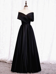 Prom Dress 2026, Off the Shoulder Black Long Prom Dresses, Black Off Shoulder Formal Evening Dresses