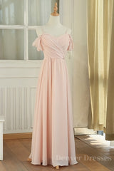 Party Dresses Christmas, Off the Shoulder Blush Pink Bridesmaid Dress