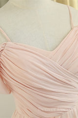 Party Dress After Wedding, Off the Shoulder Blush Pink Bridesmaid Dress