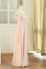 Party Dresses Classy Christmas, Off the Shoulder Blush Pink Bridesmaid Dress