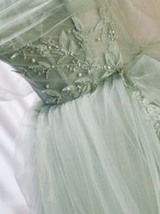 Formal Dress Australia, Off the Shoulder Green Tulle Long Prom Dresses, Green Off Shoulder Long Formal Evening Dresses