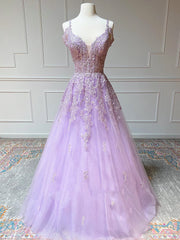Formal Dresses Long Elegant, Off the Shoulder Long Purple Prom Dresses, Off Shoulder Purple Lace Formal Evening Dresses