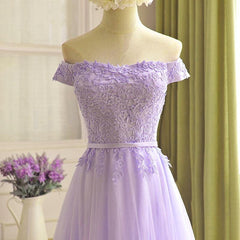 Homecoming Dresses Fitted, Off the Shoulder Purple Lace Prom Dresses, Purple Off Shoulder Lace Formal Bridesmaid Dresses