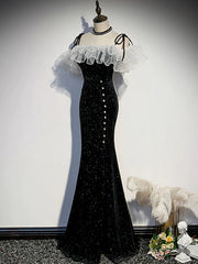 Formal Dress Black Dress, Off the Shoulder Shiny Black Mermaid Prom Dresses, Shiny Black Long Formal Dresses