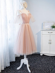 Prom Dress Cute, Off the Shoulder Short Pink Prom Dress, Short Pink Formal Graduation Bridesmaid Dresses