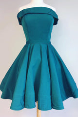 Bridesmaids Dress Style, Off the Shoulder Teal Short Homecoming Dress