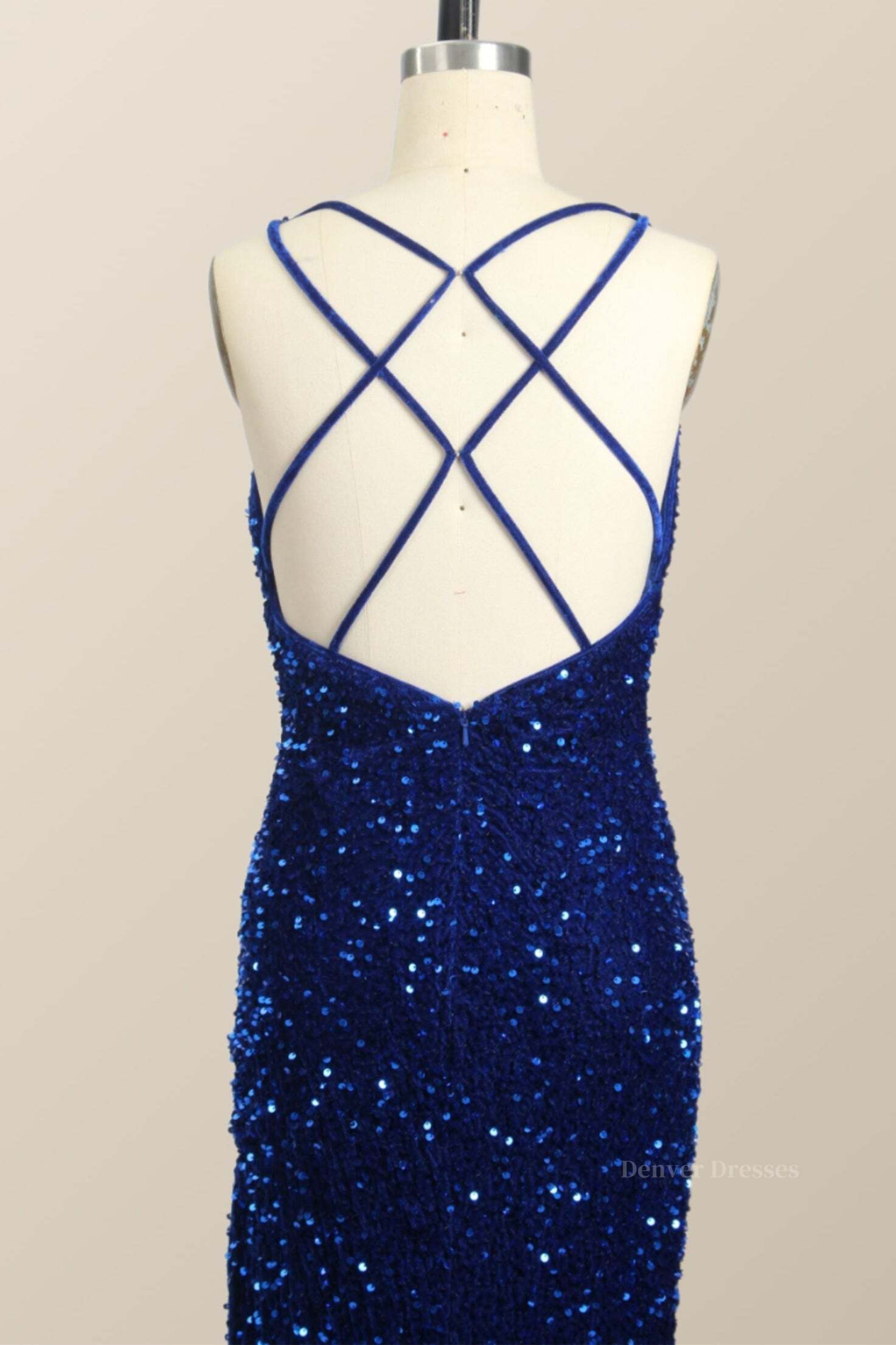 Prom Dresses For Brunettes, One Shoulder Royal Blue Sequin Slit Long Prom Dress